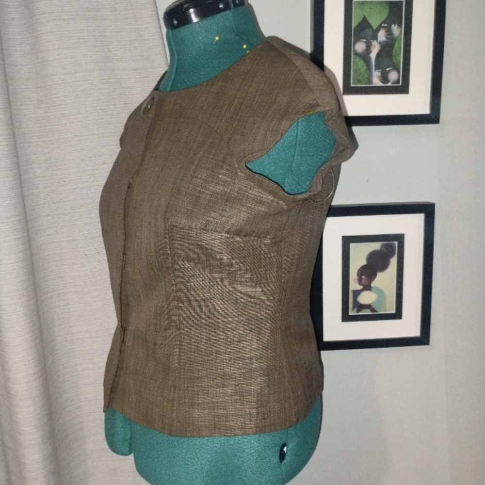 Anne Klein Bronze Cap Sleeved Blazer Sz 10 - Picture 13 of 14